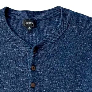 J.CREW Men's Henley Rugged Cotton Long Sleeves Midnight Blue Size M Slim Fit